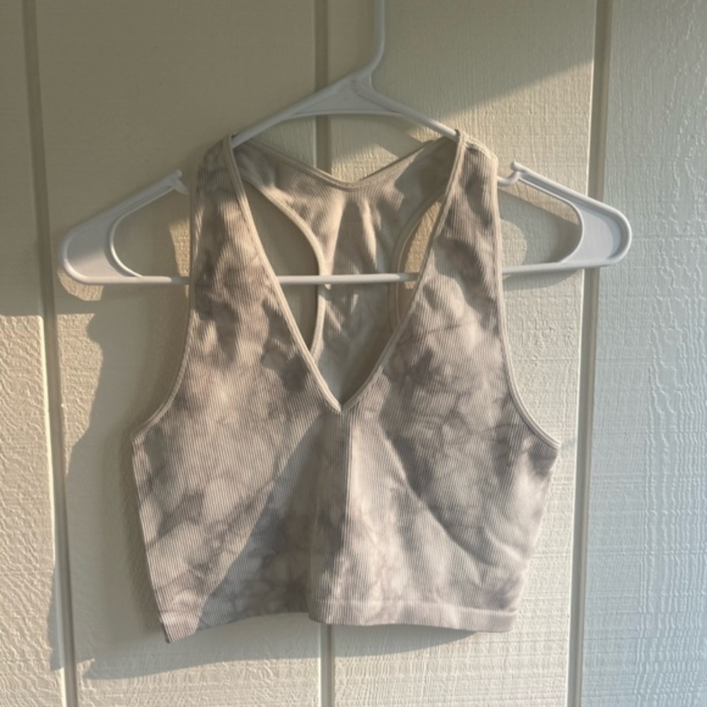 DSG Gray and White Sleeveless Crop Tank Top